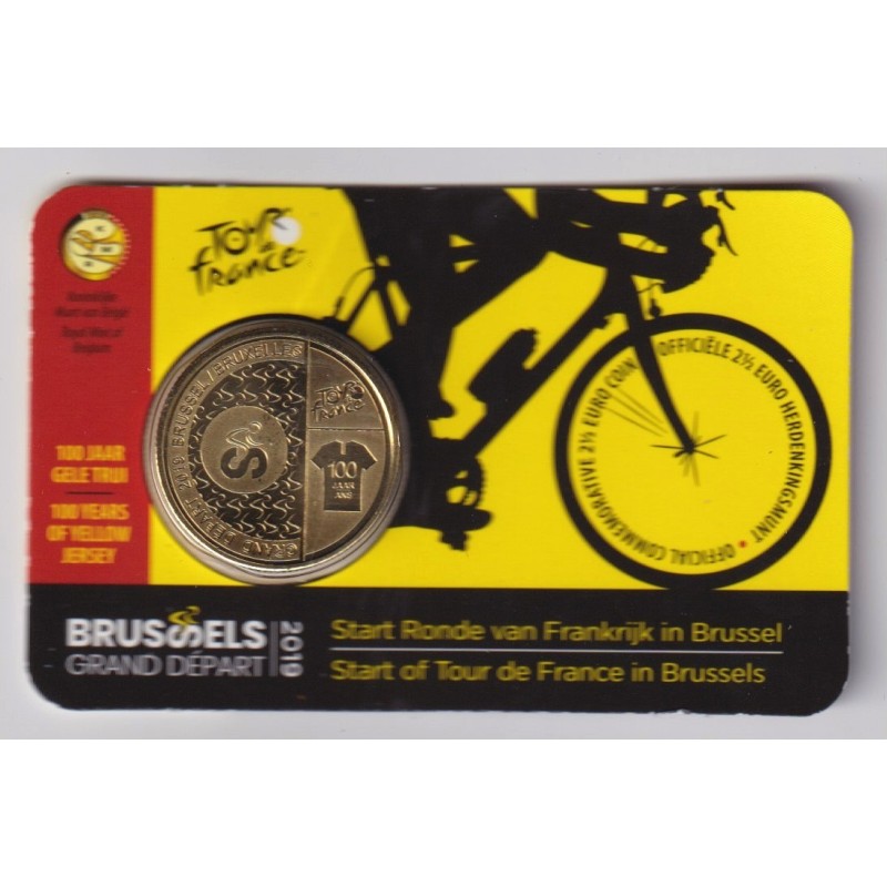 Belgique - 2,5 Euro 2019 - 100 an maillot jaune - Tour de France - Grand Départ de bruxelles - coincard BU version flamande