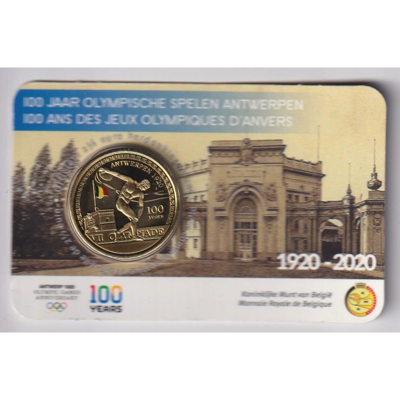 Belgique - 2,5 Euro 2020 - 100 ans des Jeux Olympiques d'Anvers - coincard BU