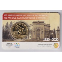 Belgique - 2,5 Euro 2020 - 100 ans des Jeux Olympiques d'Anvers - coincard BU - version rouge