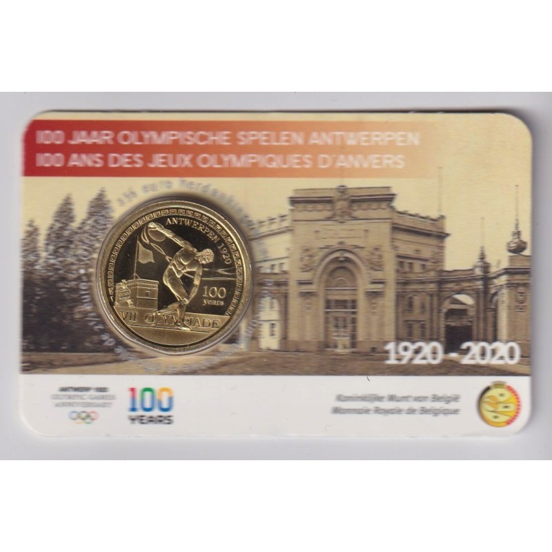 Belgique - 2,5 Euro 2020 - 100 ans des Jeux Olympiques d'Anvers - coincard BU - version rouge