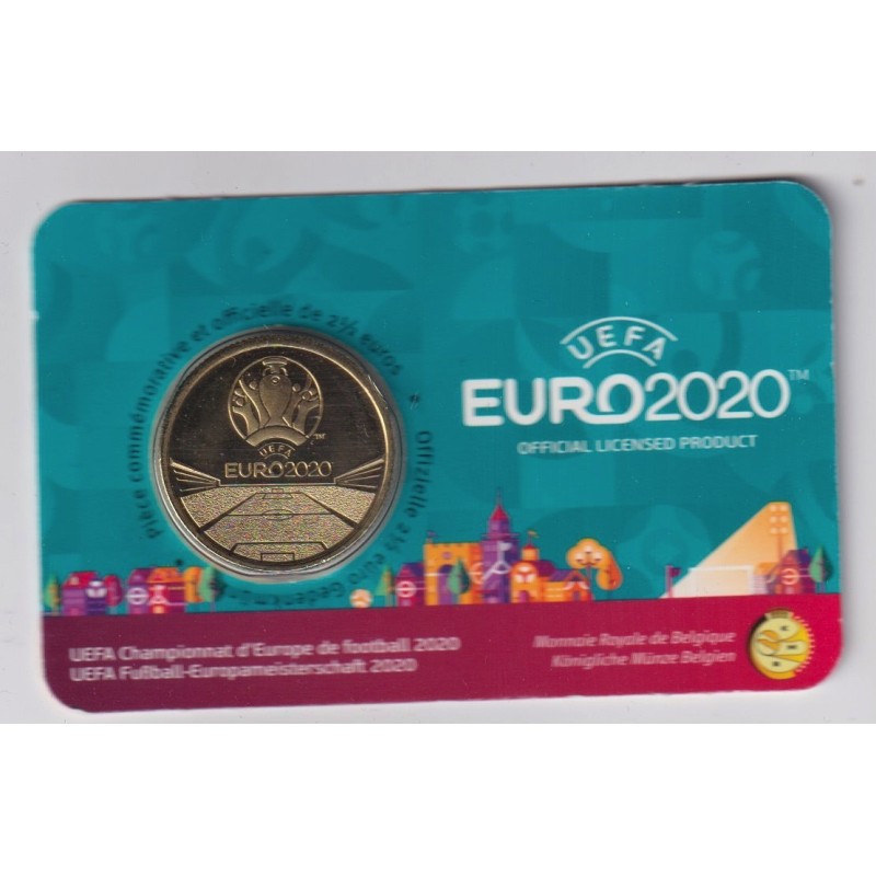 Belgique - 2,5 Euro 2021 - Euro football 2020 - coincard BU - version Française