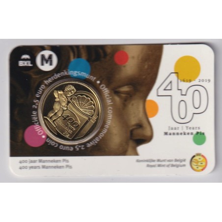 Belgique - 2,5 Euro 2019 - 400 ans Manneken Pis - coincard BU - version Flamande