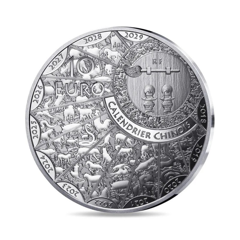 10 Euro 2025 - Année du serpent - Calendrier Chinois - argent BE 