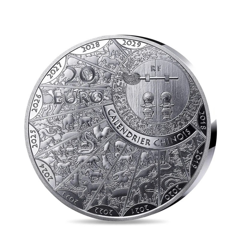 20 Euro 2025 - Année du serpent - Calendrier Chinois - argent BE 