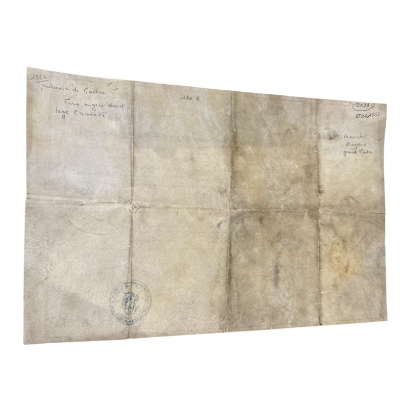 Diplôme Maçonnique  - Grand Orient de france - Diplôme de maitre 1862