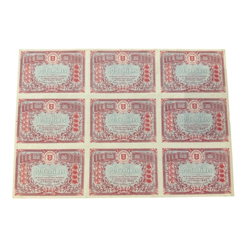 Dept88 - Planche 9 Billets nécessites - 50 Centimes 1920 - St Dié 