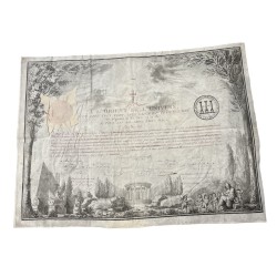 Diplôme Maçonnique - A L'Orient de L'Univers - La parfaite harmonie - Grade chevalier rose croix - 1810