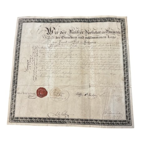 Diplôme Maçonnique - Allemand - 1810