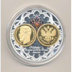 Médaille - Nicolas II - 15 Rouble 1897 - monarques européens - cuivre argenté et doré - 50mm