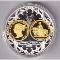 Médaille - Victoria - 1839 - monarques européens - cuivre argenté et doré - 50mm