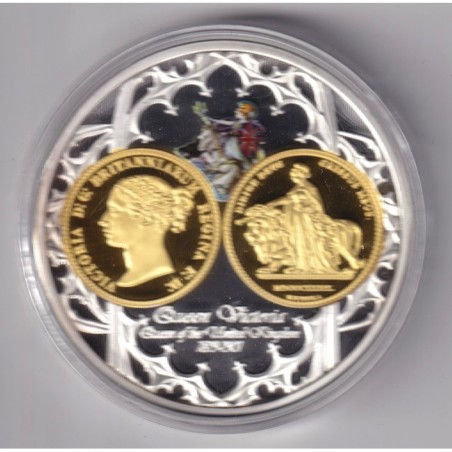 Médaille - Victoria - 1839 - monarques européens - cuivre argenté et doré - 50mm