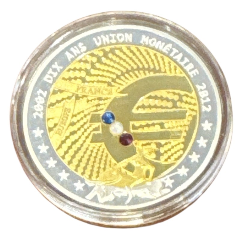 Coffret 20 Médailles - 10 ans euro 2012 - cuivre argenté et doré avec insert brillant