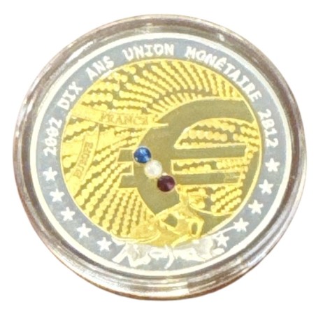 Coffret 20 Médailles - 10 ans euro 2012 - cuivre argenté et doré avec insert brillant