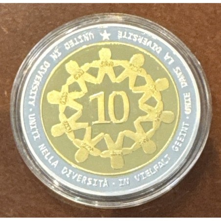 Coffret 20 Médailles - 10 ans euro 2012 - cuivre argenté et doré avec insert brillant