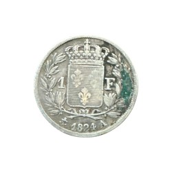 Louis XVIII - 1 Franc - 1824 A Paris - B/TB 2