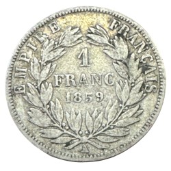 Napoléon III - 1 Franc - 1859 A Paris - B/TB 2