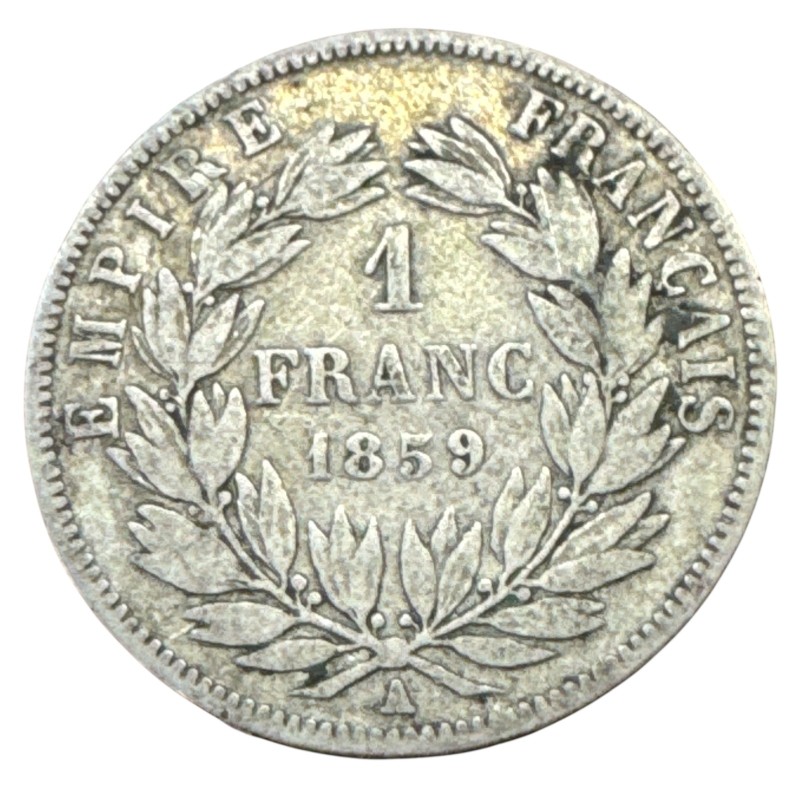 Napoléon III - 1 Franc - 1859 A Paris - B/TB