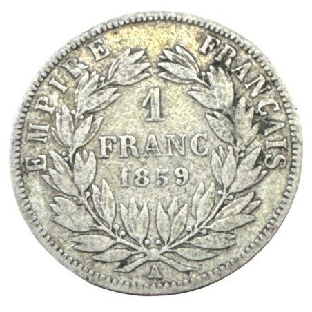 Napoléon III - 1 Franc - 1859 A Paris - B/TB