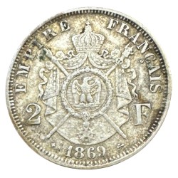 Napoléon III - Tête laurée - 2 Francs - 1869 A Paris - TTB 2