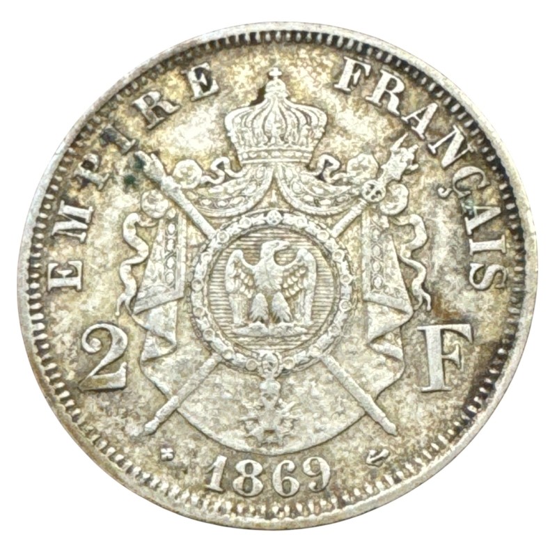 Napoléon III - Tête laurée - 2 Francs - 1869 A Paris - TTB