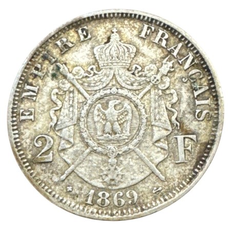 Napoléon III - Tête laurée - 2 Francs - 1869 A Paris - TTB