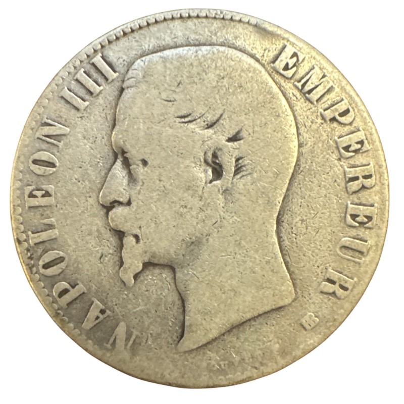 5 Francs Napoléon III - 1856 BB Strasbourg - Tête nue - B+
