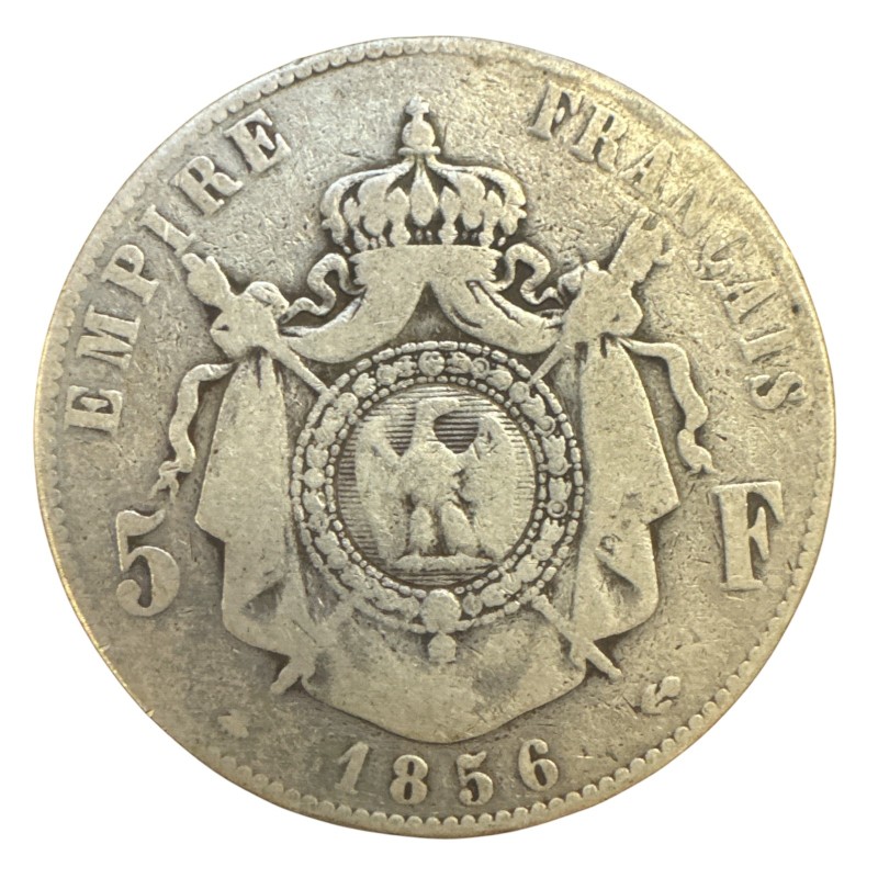 5 Francs Napoléon III - 1856 BB Strasbourg - Tête nue - B+