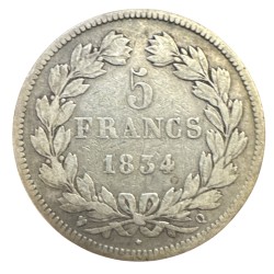 5 Francs Louis philippe I - 1834 Q Perpignan - TB 2