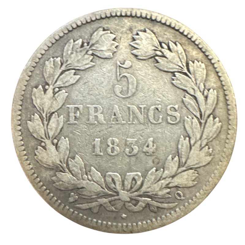 5 Francs Louis philippe I - 1834 Q Perpignan - TB