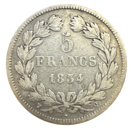 5 Francs Louis philippe I - 1834 Q Perpignan - TB