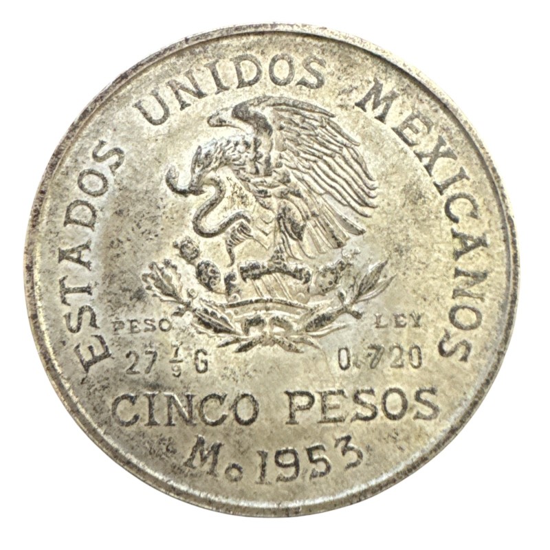 Mexique - 5 Pesos 1953 - argent - TTB