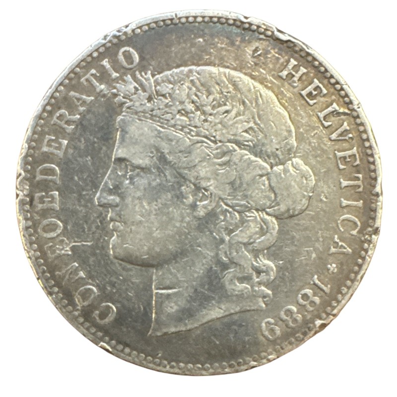 Suisse - 5 Francs - 1889 B Berne  - argent - TB