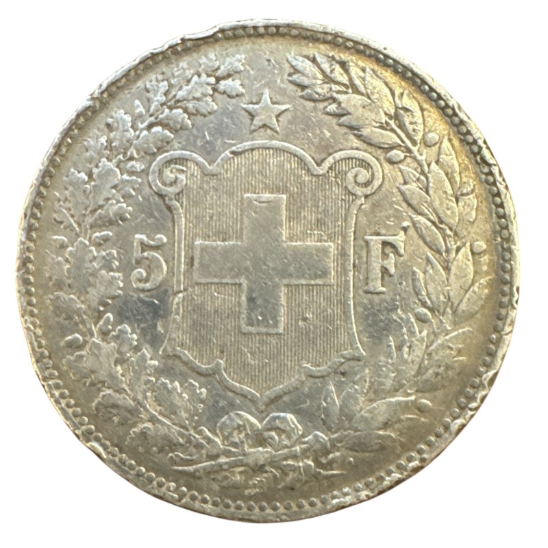 Suisse - 5 Francs - 1889 B Berne  - argent - TB
