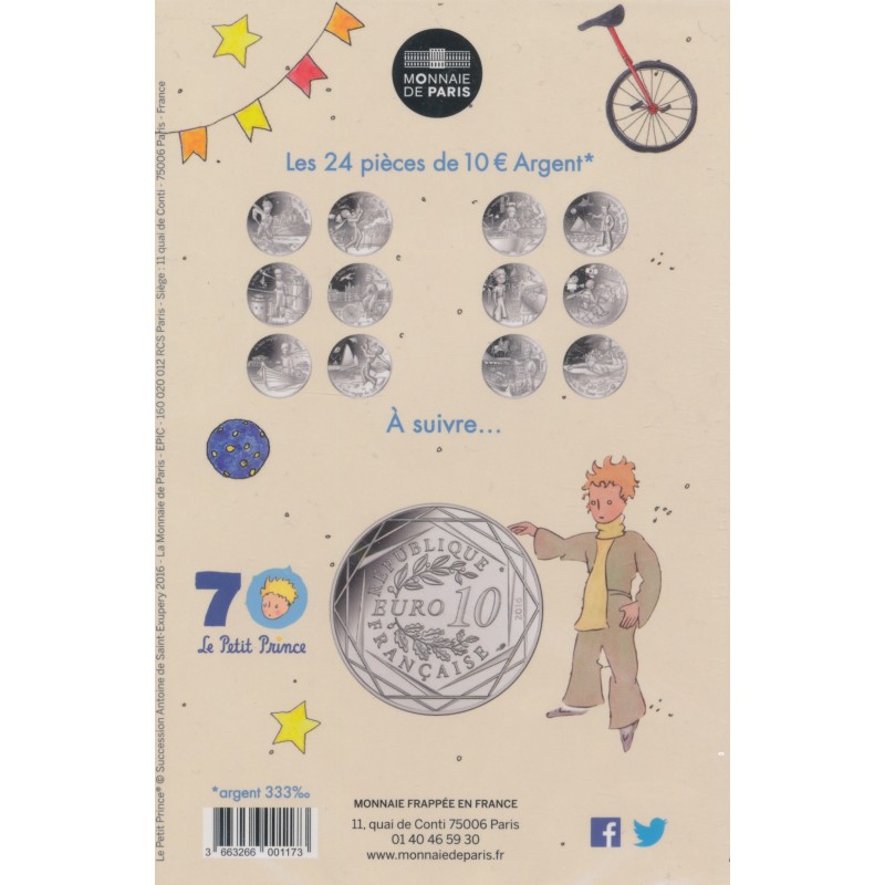 10 Euro 2016 - Petit Prince - La Rochelle - argent