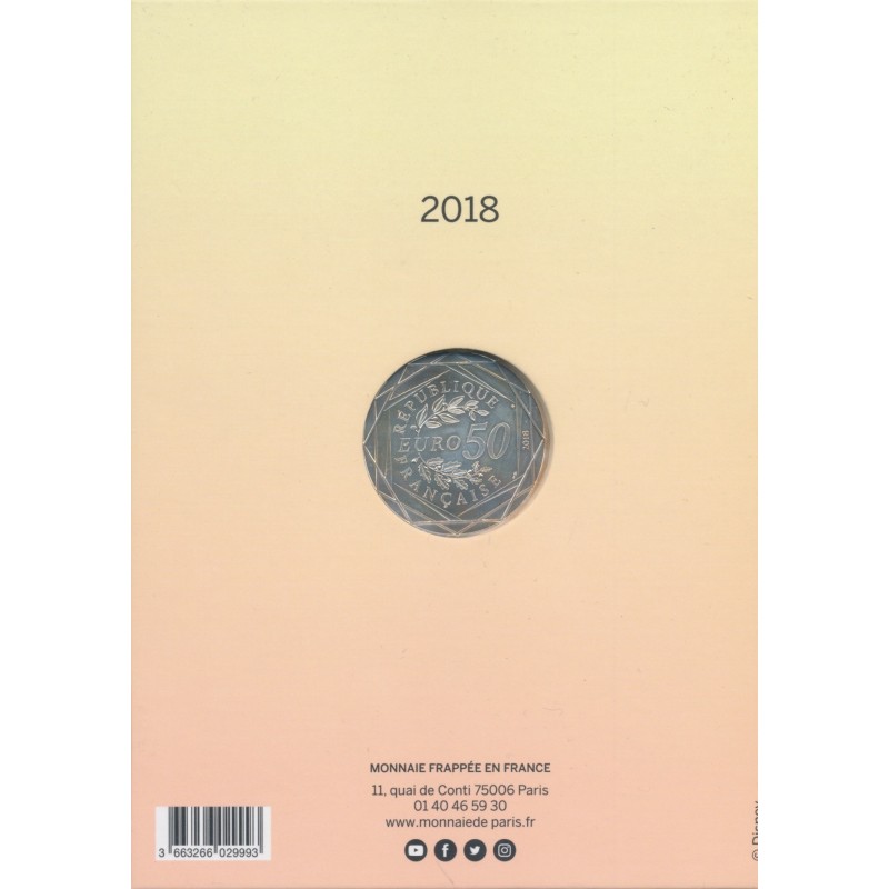 50 Euro 2018 - Mickey et la France - Mickey à l'université - argent 41g 0,900 - FDC