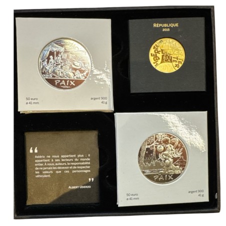 Coffret Euro Astérix  - 27 Monnaies - Or et Argent  - les valeurs de la république - Monnaie de Paris