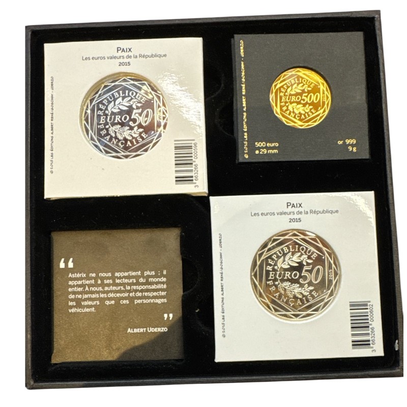 Coffret Euro Astérix  - 27 Monnaies - Or et Argent  - les valeurs de la république - Monnaie de Paris