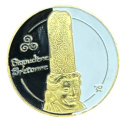 Medaille - Bigoudène bretonne et sonneur Breton - en couleur