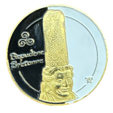 Medaille - Bigoudène bretonne et sonneur Breton - en couleur