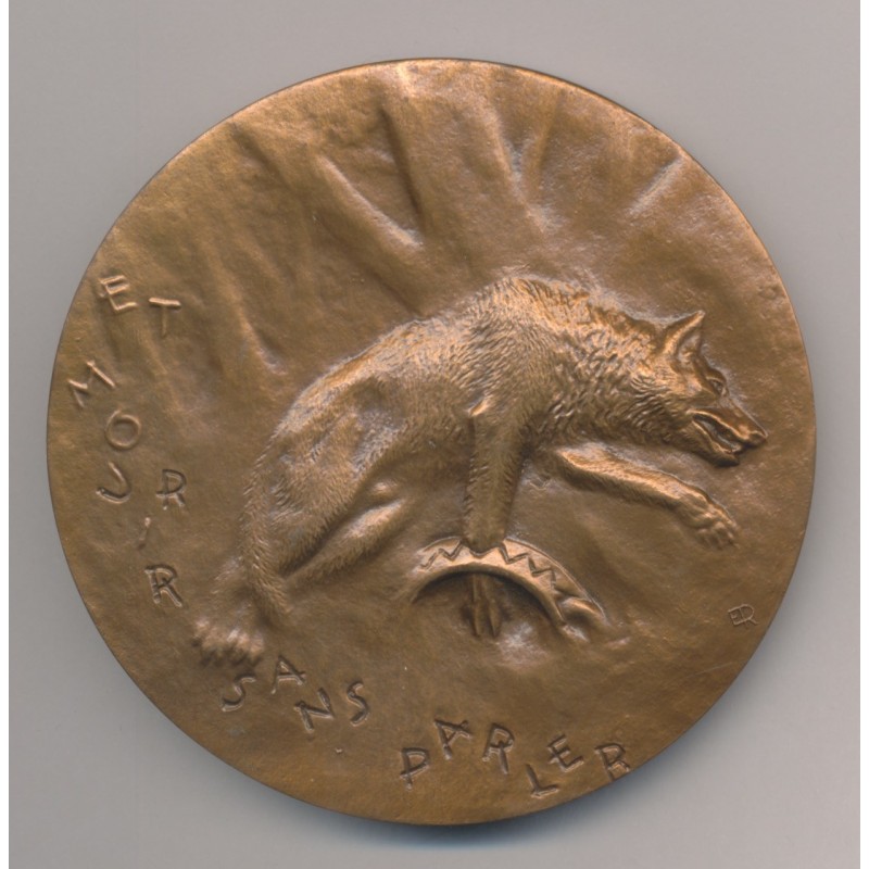 Médaille - Jean Moulin - 40e anniversaire de sa mort - 1983 - bronze 72mm - SUP