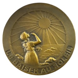 Médaille - Le baiser au soleil - défense contre la tuberculose - bronze 49mm - avec boite