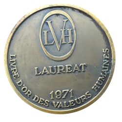 Médaille - Lauréat 1971 - Livre d'or des valeurs humaines - bronze 50mm - TTB+ 2