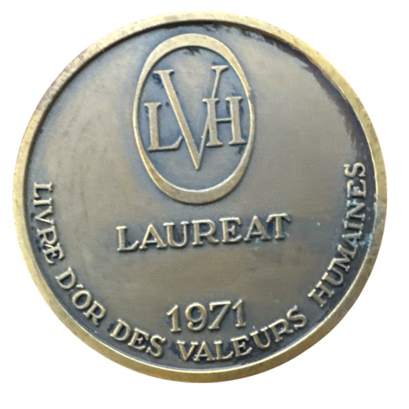 Médaille - Lauréat 1971 - Livre d'or des valeurs humaines - bronze 50mm - TTB+