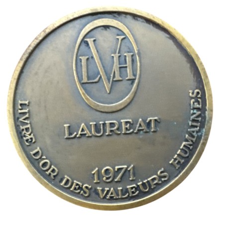 Médaille - Lauréat 1971 - Livre d'or des valeurs humaines - bronze 50mm - TTB+