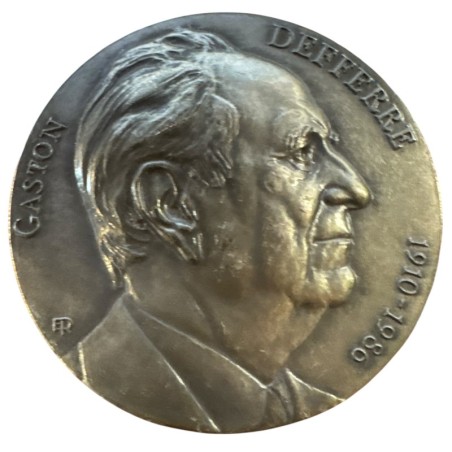 Médaille - Gaston Defferre - 1910-1986 - Résistance décolonisation décentralisation - argent 200g - TTB+