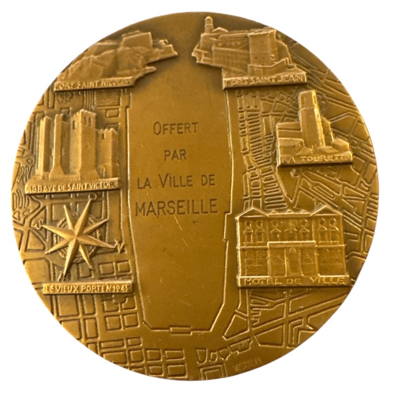 Médaille - Fondation de Marseille - 600 ans av JC - bronze 68,5mm - Vezien - TTB+