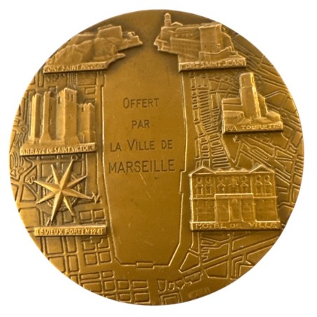 Médaille - Fondation de Marseille - 600 ans av JC - bronze 68,5mm - Vezien - TTB+