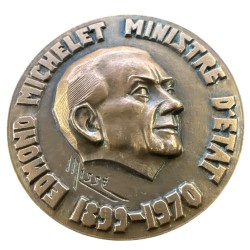 Médaille - Edmond Michelet - Ministre d'état 1899-1970 - Dachau - bronze 68mm - SUP