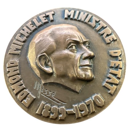 Médaille - Edmond Michelet - Ministre d'état 1899-1970 - Dachau - bronze 68mm - SUP