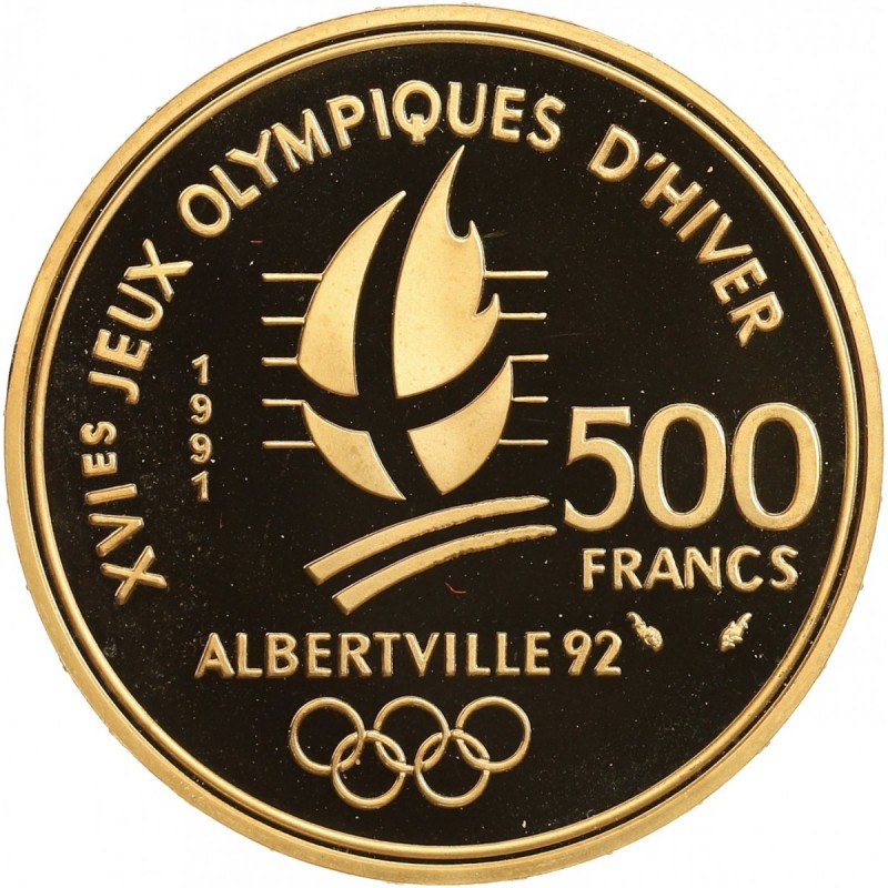500 Francs 1992 Albertville - 1991 - Or 17g - Belle épreuve - FDC